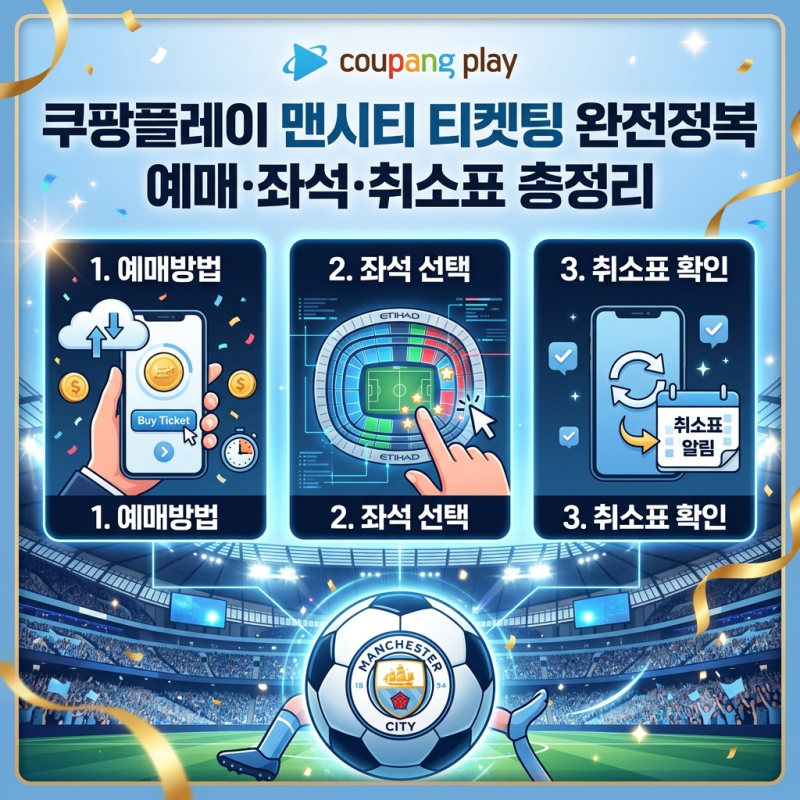 쿠팡플레이 맨시티 티켓팅 예매방법·좌석 선택·취소표 확인