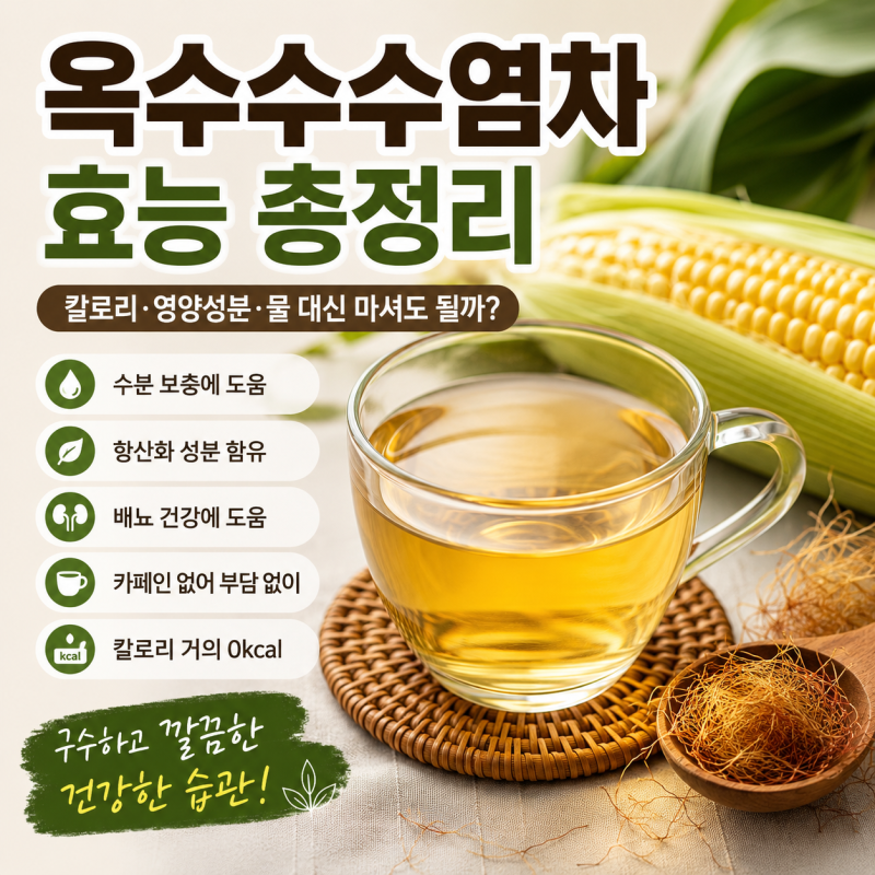 옥수수수염차 효능, 물 대신 마셔도 될까? 칼로리부터 주의사항까지 총정리