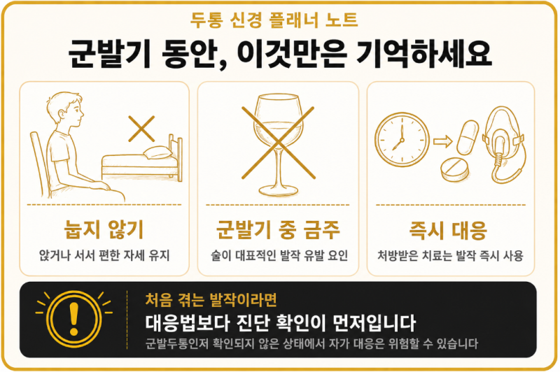 군발성 두통 발작이 왔을 때, 무엇을 하고 무엇을 피해야 할까?