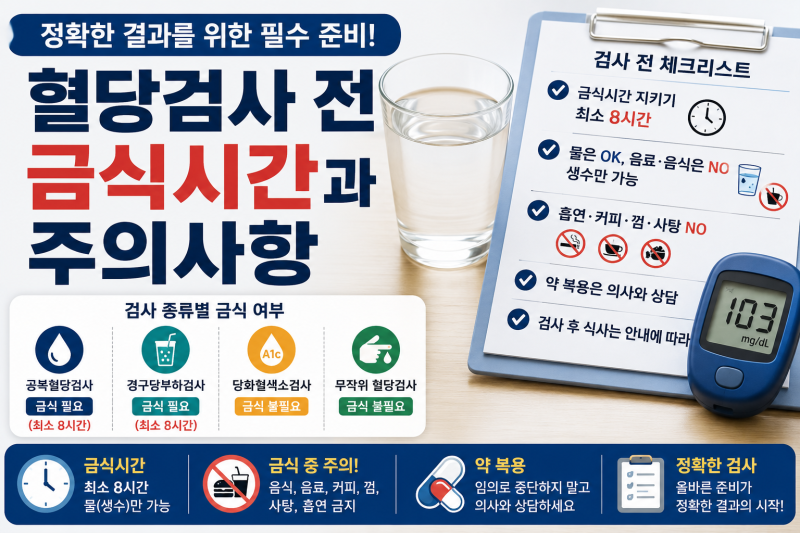 공복혈당 검사 전 8시간 금식, 꼭 지켜야 할 주의사항