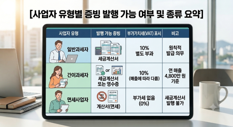 간이·일반·면세사업자 세금계산서 발행 방법 완벽 정리