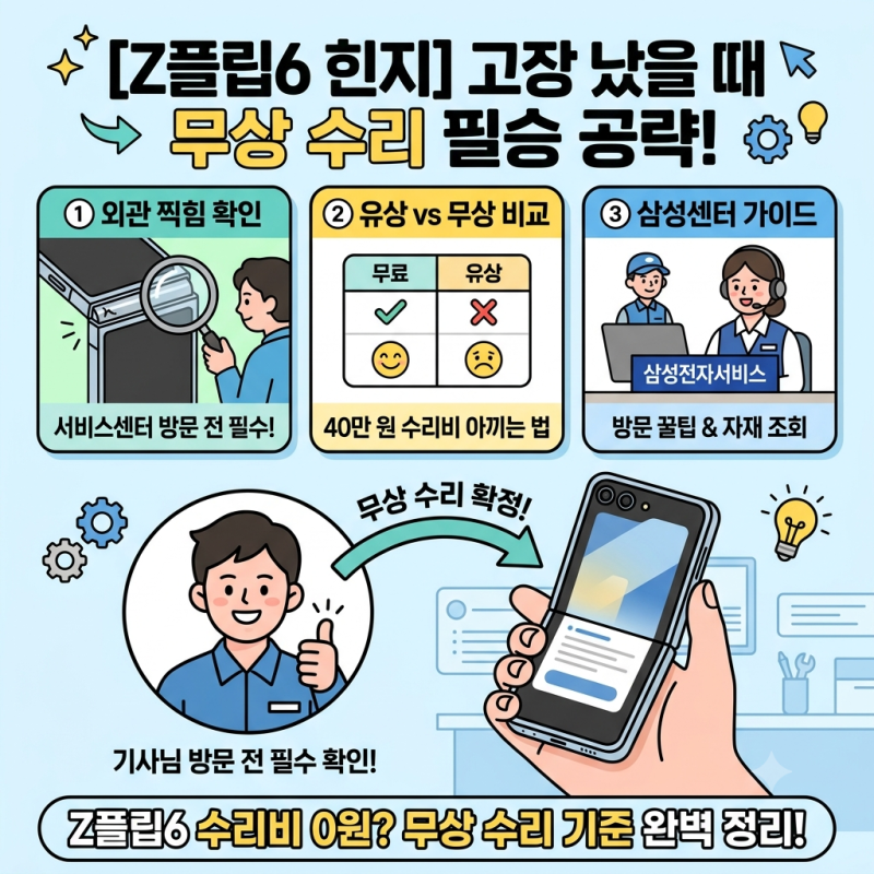 수리비 0원? 갤럭시 Z플립6 힌지 들뜸/찍힘에 따른 무상 A/S 판정 기준 총정리