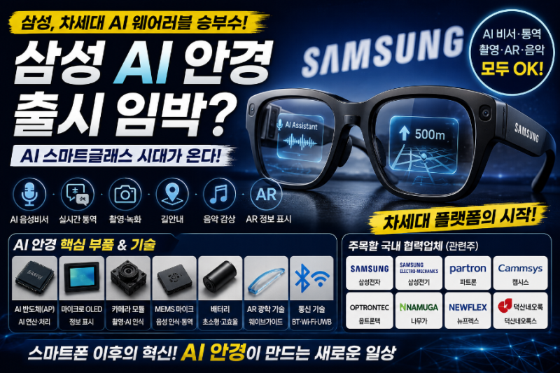 삼성 AI 안경 출시 임박? 관련주·수혜주와 핵심 부품 기술 총정리