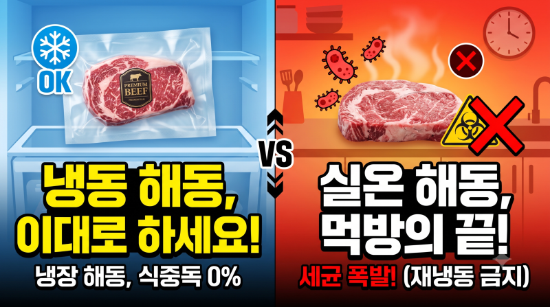 [여름철 위생 가이드] "설마 실온에 녹이시나요?" 여름철 냉동 고기,해산물 해동이 '식중독 폭....