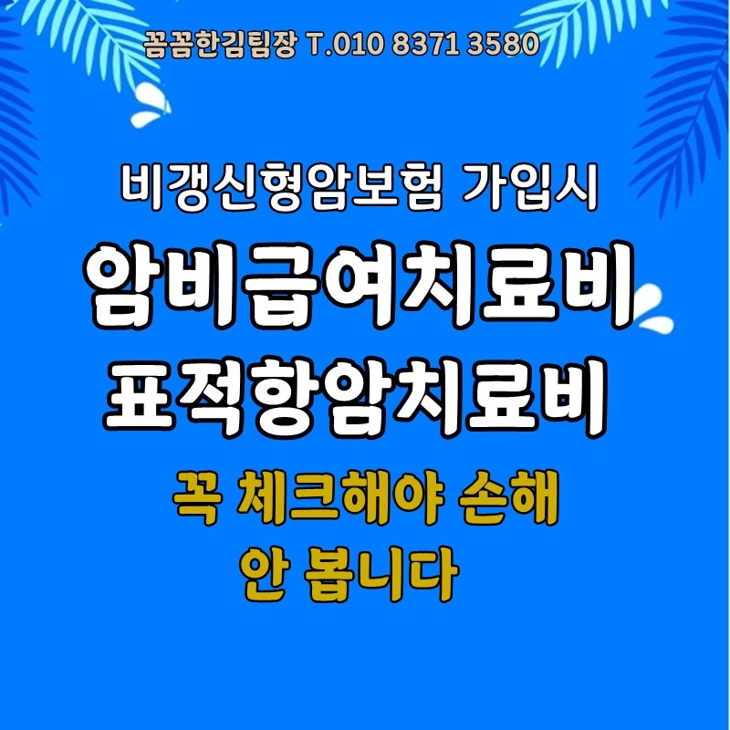비갱신암보험 가입 시 암비급여치료비와 표적항암치료 보장 꼭 체크해야 손해 안 봅니다