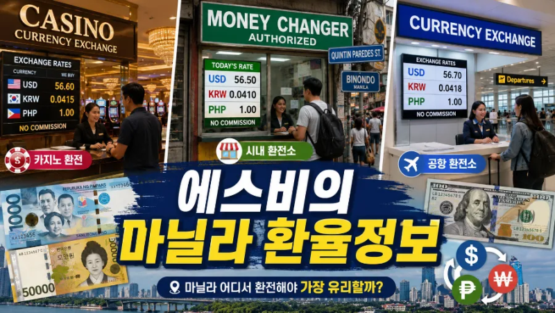 (7월22일 필리핀 마닐라 주요 환전소 환율정보)달러로 페소 환전 하기 (달러 다시 강세)