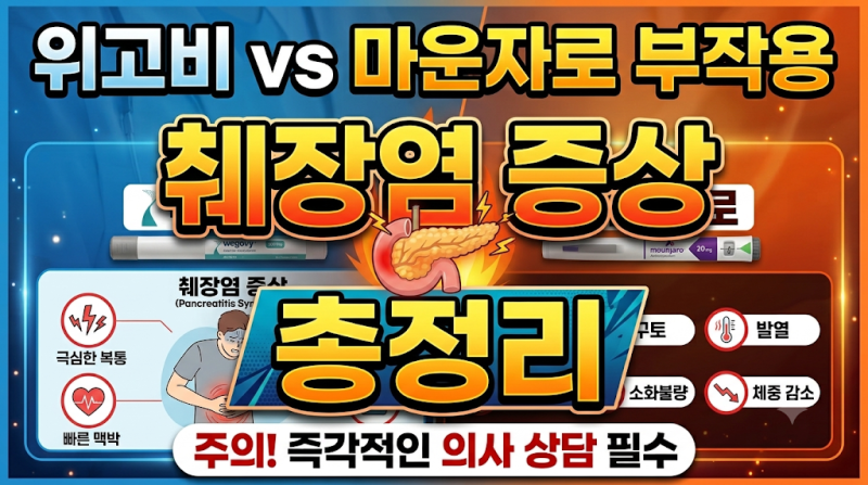 위고비 vs 마운자로 부작용 췌장염 증상 총정리 - 이런 통증이면 바로 병원