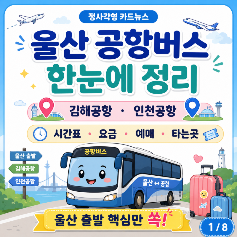 울산 공항버스, 김해공항·인천공항 리무진 시간표 요금 예매 타는곳 한 번에 정리