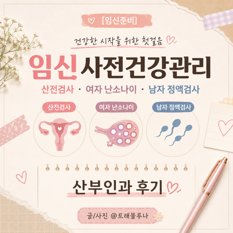임신준비 임신사전건강관리 산전검사 여자 난소나이 남자 정액검사 산부인과 후기