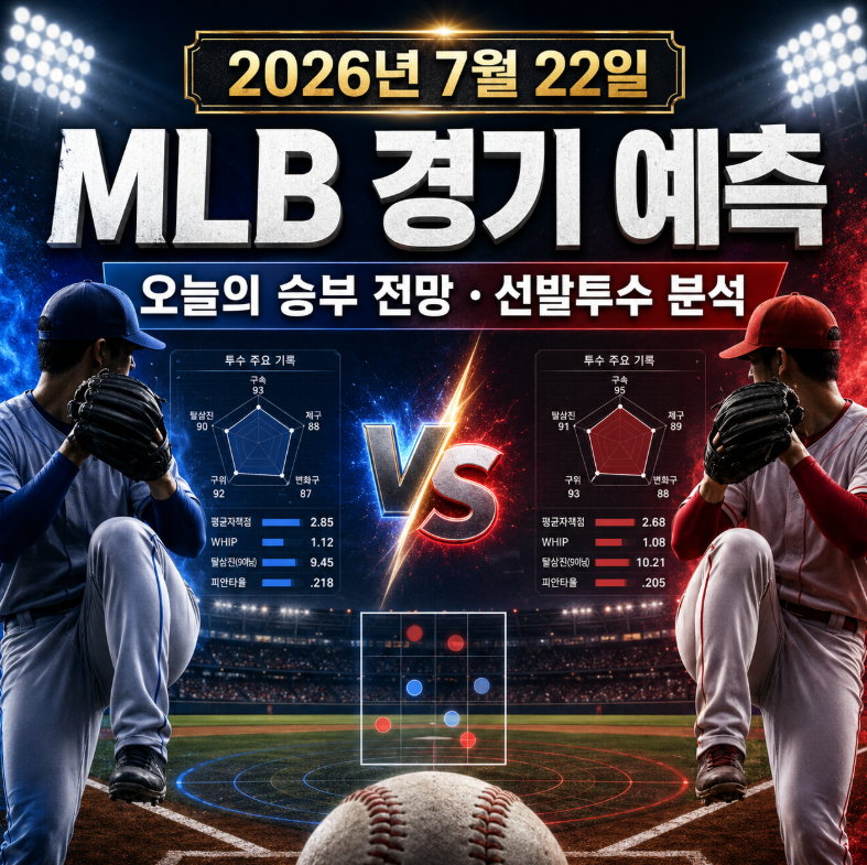 2026년 7월 22일 MLB 메이저리그 경기 예측 오늘의 승부 전망·선발투수 분석