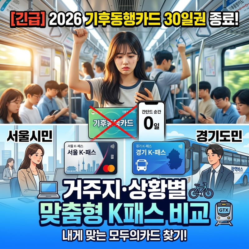[긴급 공지] 2026년 기후동행카드 30일권 운영 종료!, 거주지·상황별 맞춤형 K패스 모두의카드 ....