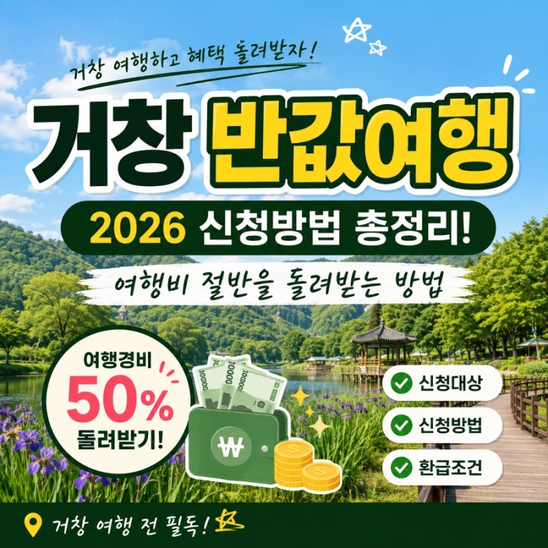 거창 반값여행 2026 신청방법 총정리! 여행비 절반을 돌려받는 방법