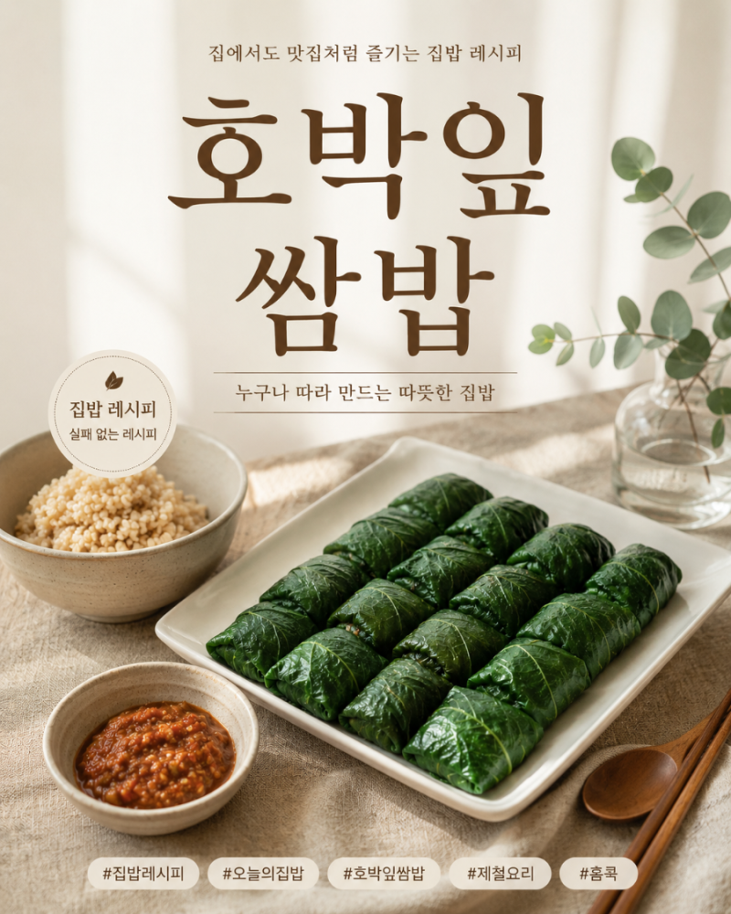 호박잎 쌈밥 레시피｜여름 제철 호박잎으로 만드는 담백한 한 끼