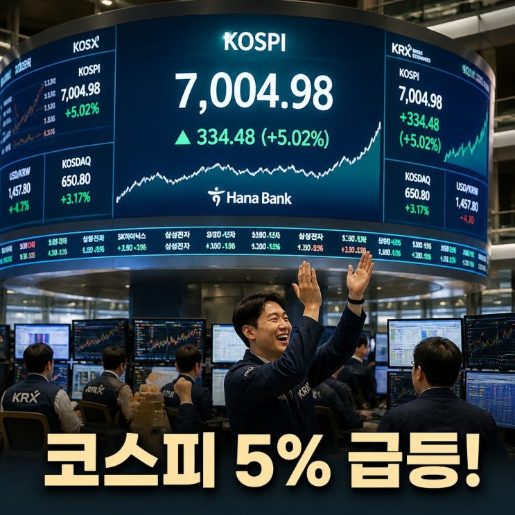 <b>코스피</b> 5% 급등에 매수 사이드카 발동 <b>7000선 회복</b>
