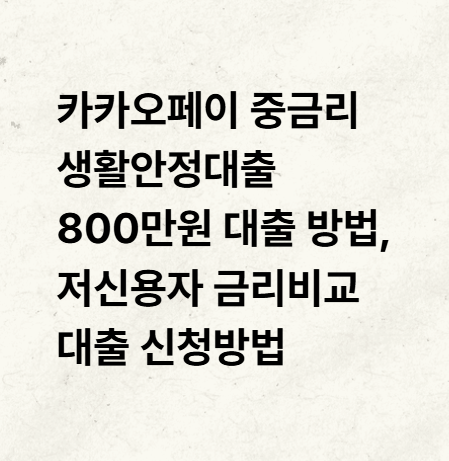카카오페이 중금리 생활안정대출 800만원 대출 방법, 저신용자 금리비교 대출 신청방법