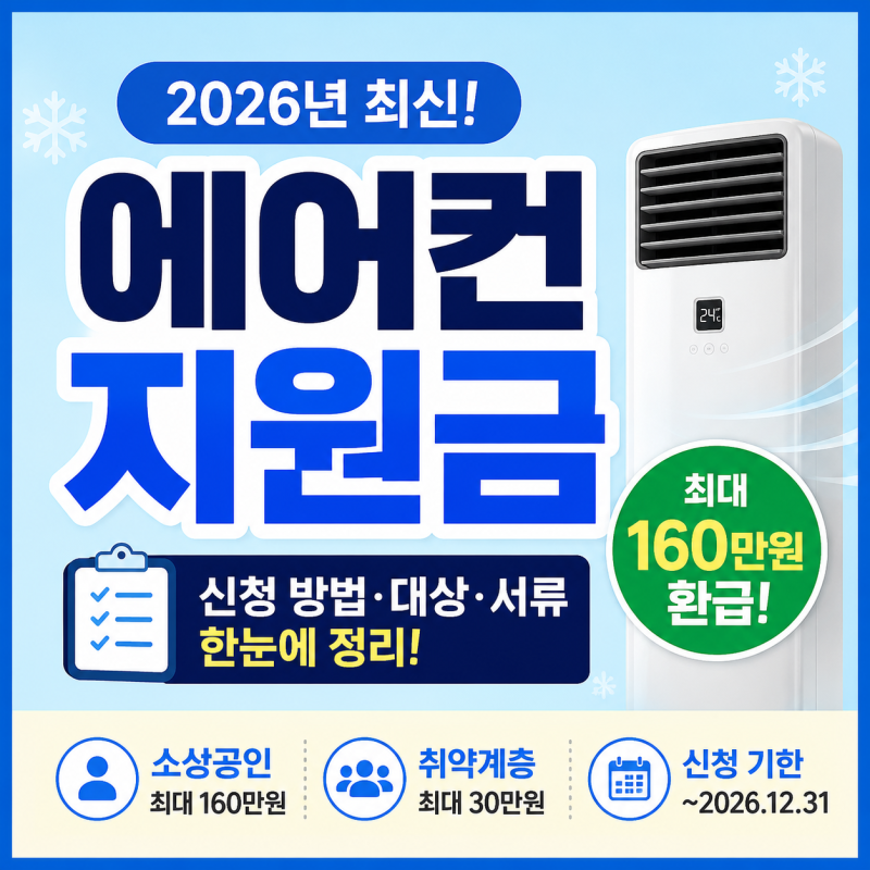 2026년 에어컨 지원금 신청 방법 및 최신 소상공인 환급 혜택 총정리