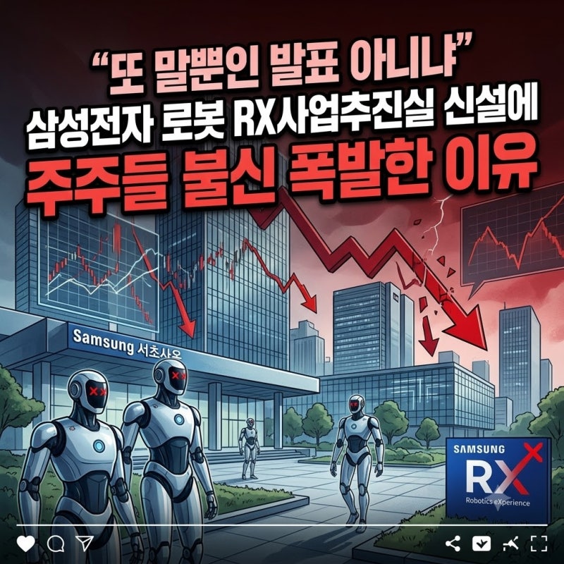 "또 말뿐인 발표 아니냐" 삼성전자 로봇 RX사업추진실 신설에 주주들 불신 폭발한 이유