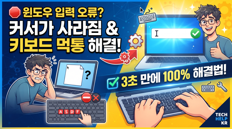 윈도우 테스트 입력할 때 커서 표시 사라짐, 키보드 입력 문제 해결방법까지