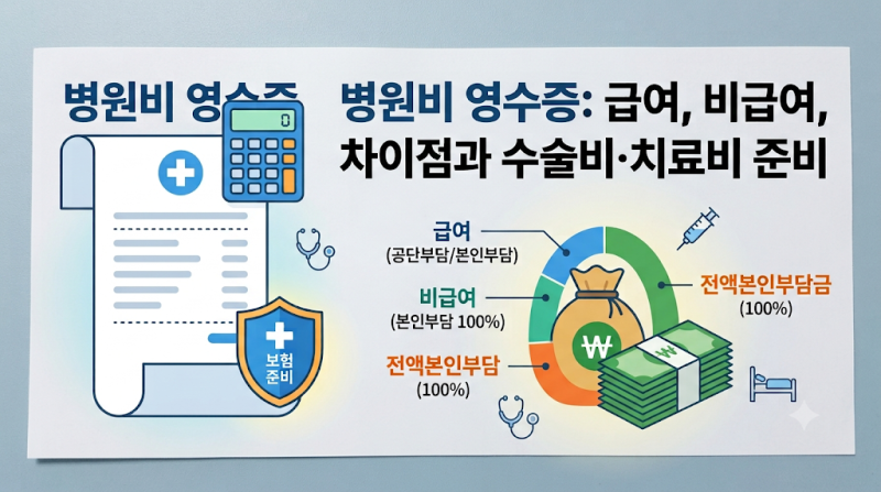 병원비 영수증의 비밀: 급여, 비급여, 전액본인부담금 차이점과 수술비·치료비 준비