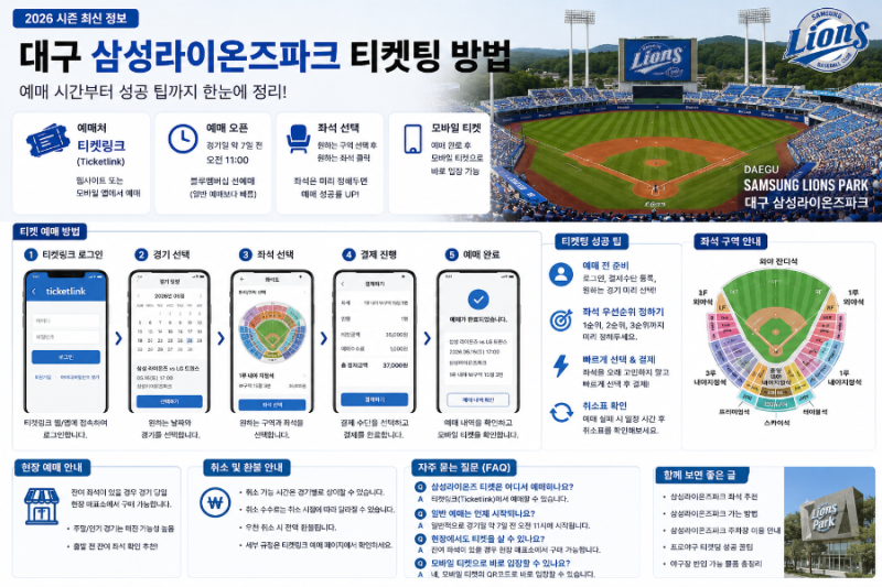 2026 대구 삼성라이온즈파크 티켓팅 방법, 예매 시간부터 성공 팁까지 한눈에 정리