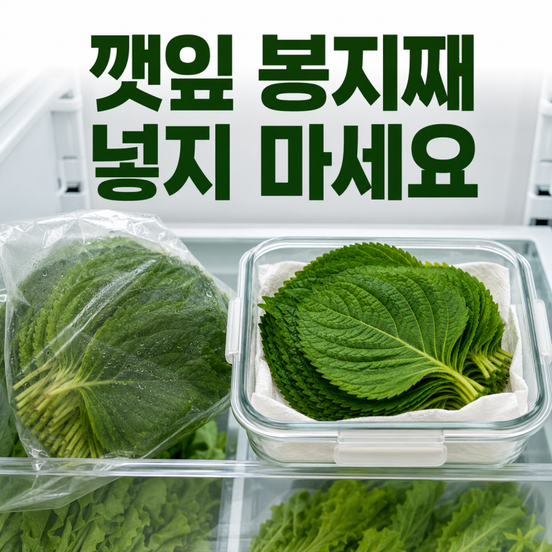 깻잎 봉지째 냉장고에 넣지 마세요