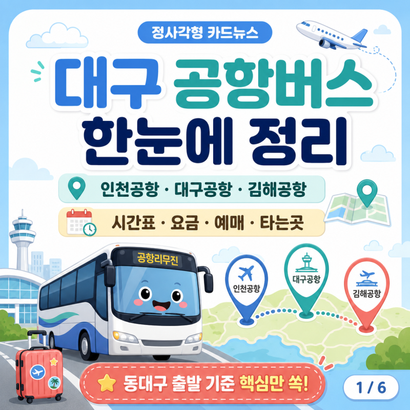 대구 공항버스, 인천공항·대구공항·김해공항 리무진 시간표 요금 예매 타는곳 한 번에 정리