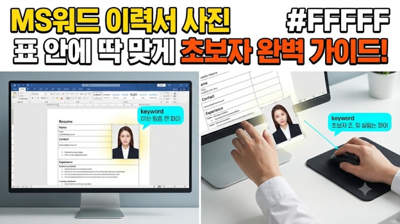 MS 워드 이력서 사진 표에 맞춰서 넣는 방법 초보자도 쉽게 따라 하기