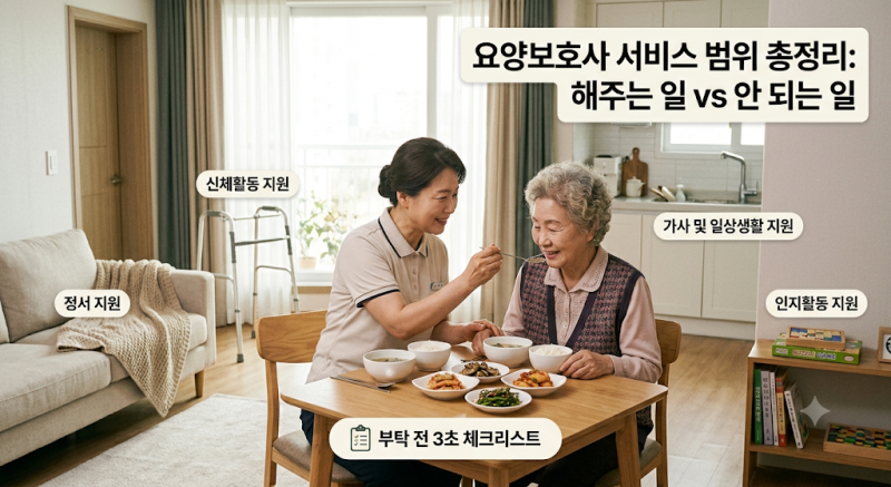 요양보호사가 해주는 일 vs 안 되는 일 — 오해하기 쉬운 방문요양 서비스 범위 총정리