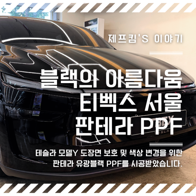 PPF로 완성한 올블랙 <b>테슬라</b> 모델Y, 티벡스 판테라 블랙유광... 