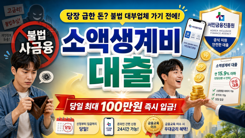 소액생계비 대출 조건 신청방법 및 이자 감면 혜택 완벽 정리