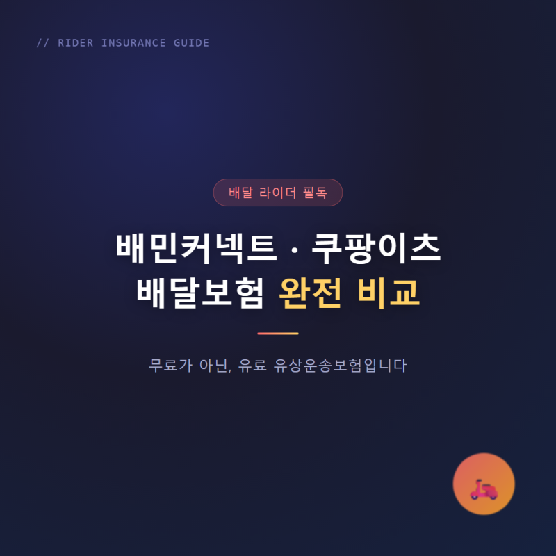 배민커넥트 쿠팡이츠 배달보험 비교, 무료 아닌 유료 상품입니다
