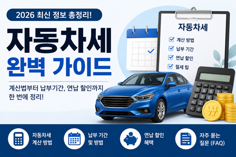 자동차세 완벽 가이드 2026｜계산법부터 납부기간, 연납 할인까지 한 번에 정리
