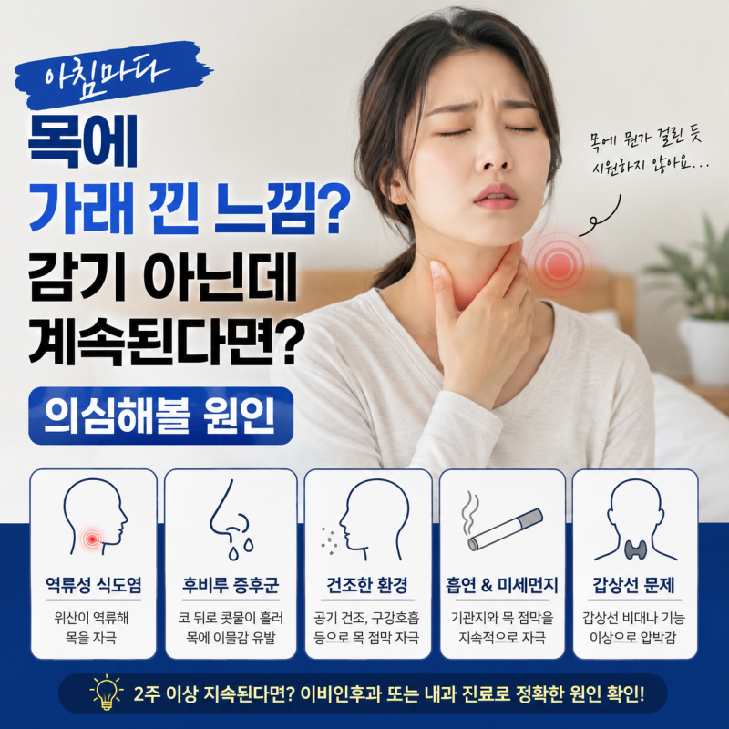 아침마다 목에 가래 낀 느낌? 감기 아닌데 계속된다면 의심해볼 원인
