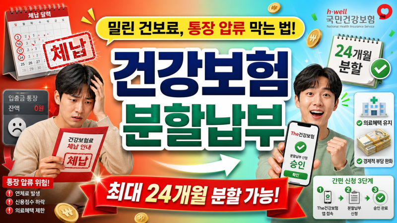 건강보험료 체납 분할납부 조건 및 통장 압류 해제 방법