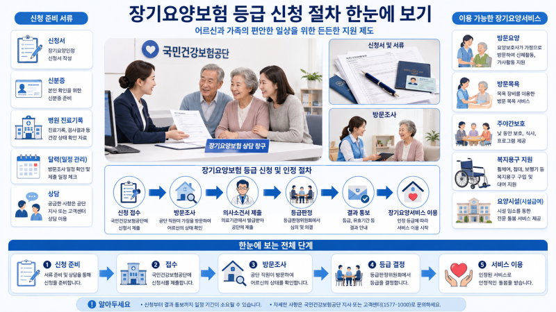 장기요양보험 등급 신청 절차와 준비 서류 정리, 처음 신청하는 분도 쉽게 이해하는 가이드