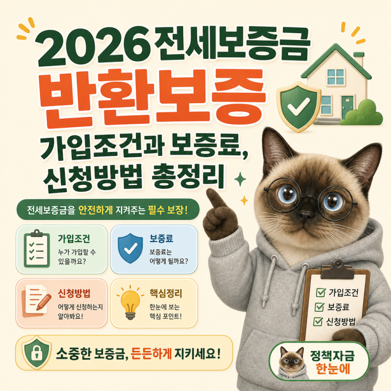 2026 전세보증금 반환보증 가입조건과 보증료, 신청방법 총정리