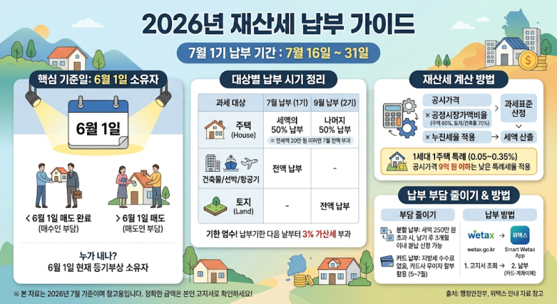 2026년 재산세, 7월 16일부터 31일까지 낸다 (6월 1일 소유자 기준 3가지 체크포인트)