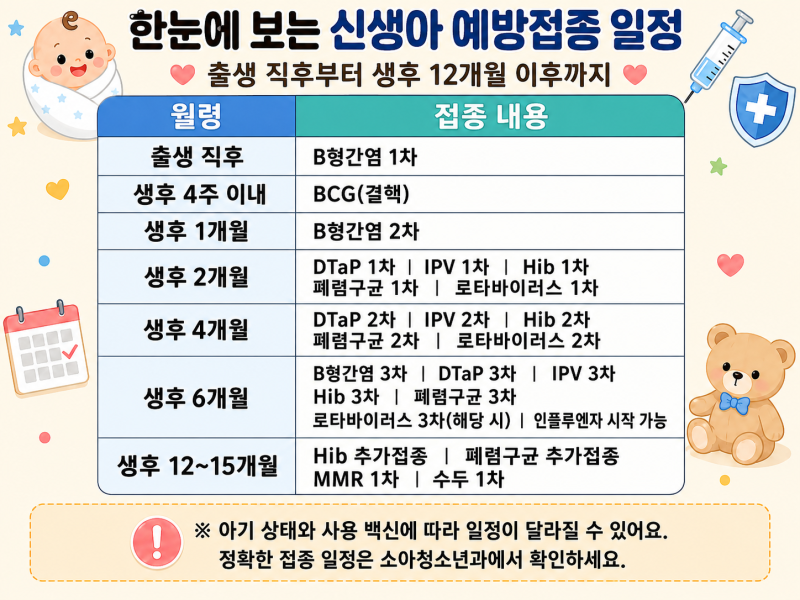 신생아 예방접종 완벽 가이드｜시기별 일정과 접종 후 관리법