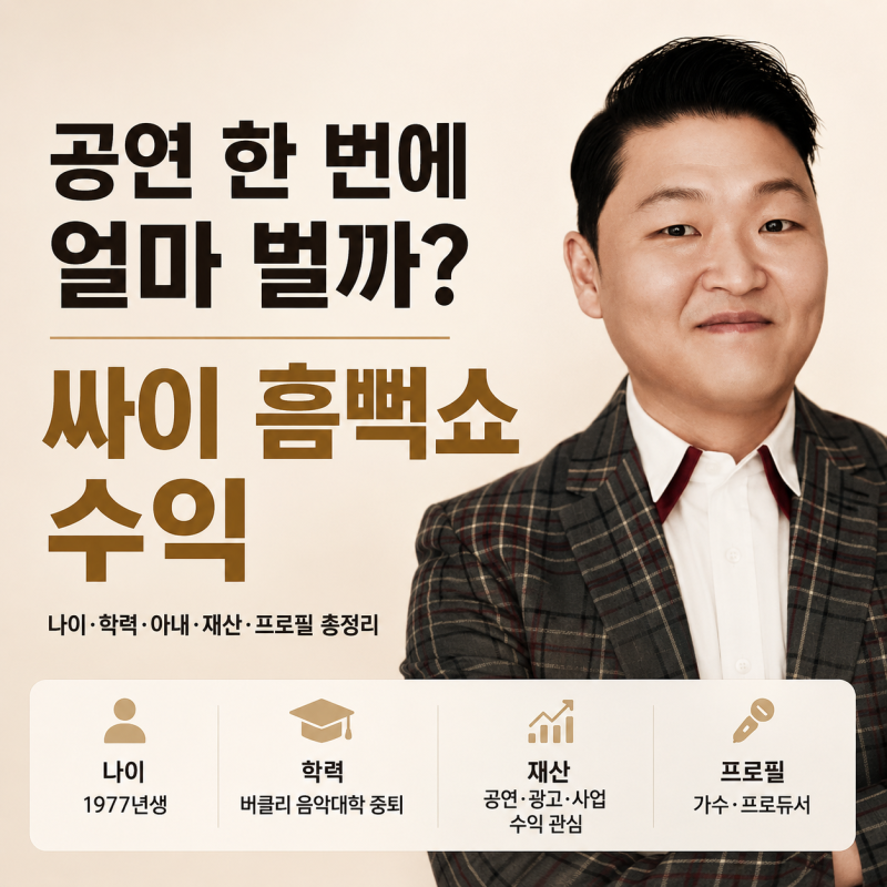 “공연 한 번에 얼마 벌까?” 싸이 흠뻑쇼 수익, 나이·학력·아내·재산·프로필 총정리