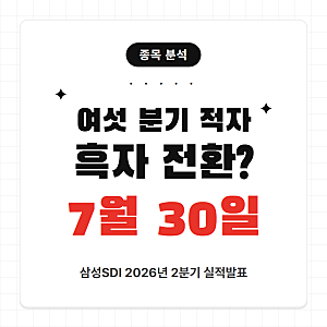 삼성SDI 실적발표 7월 30일, 7분기 만의 흑자가 걸렸습니다