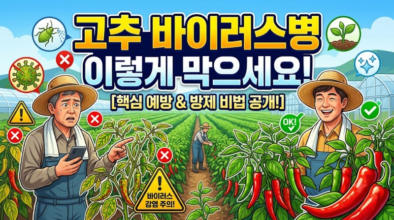 여름철 고추 바이러스병 비상! 진딧물·총채벌레 방제가 핵심입니다
