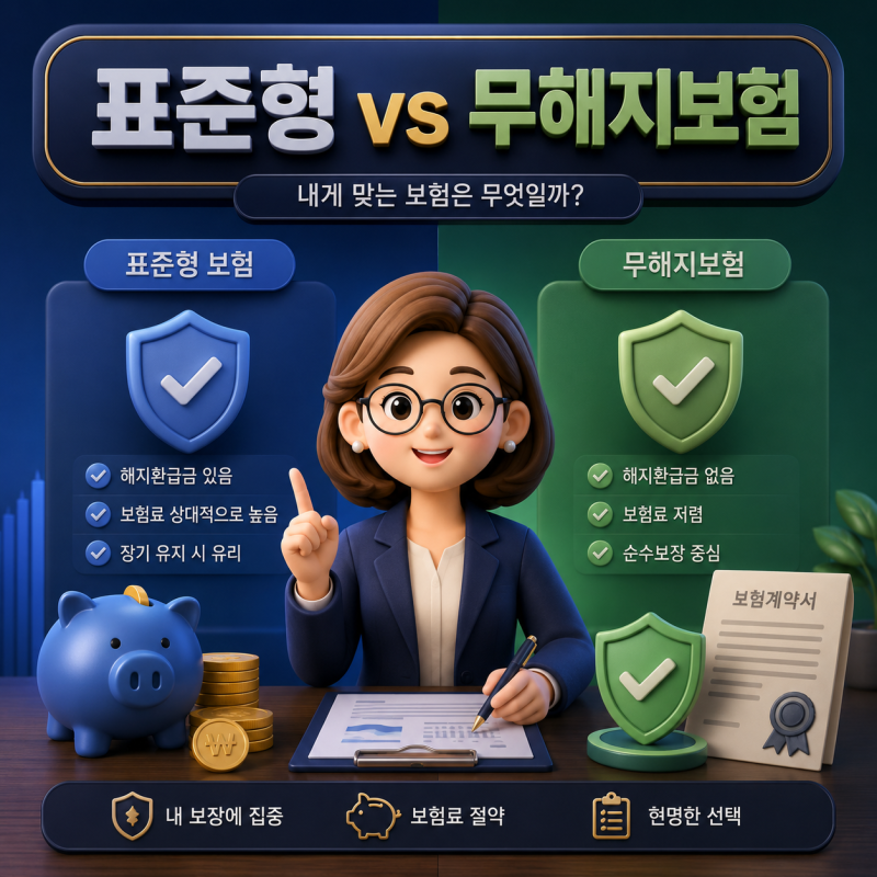 표준형 vs 무해지보험 비교! 보험료부터 해지환급금까지 한눈에 정리