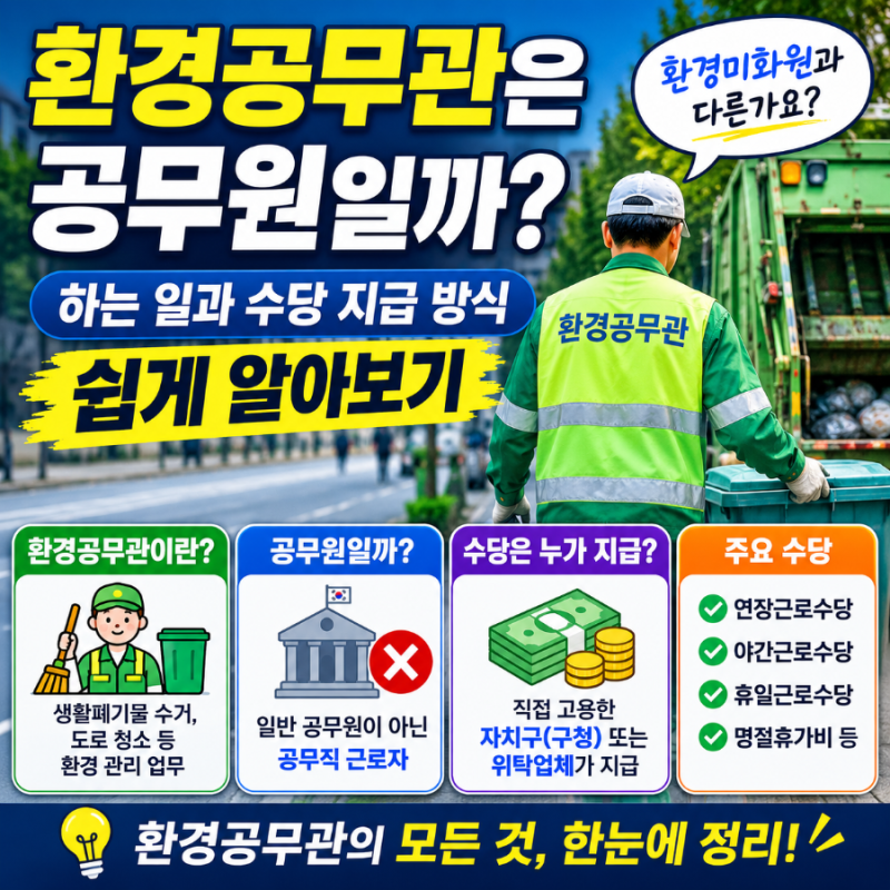 환경공무관은 공무원일까? 하는 일과 수당 지급 방식 쉽게 알아보기