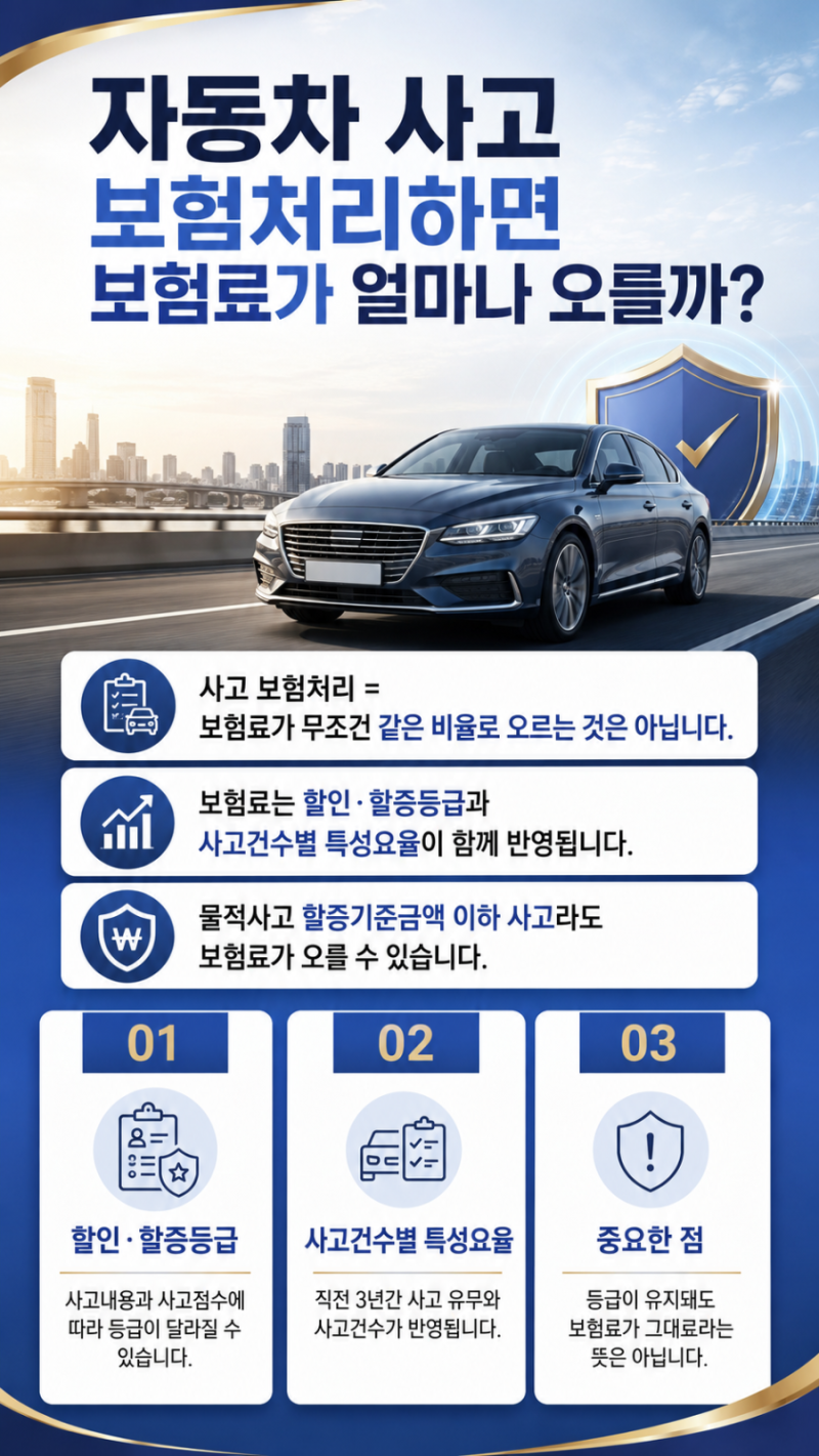 자동차 사고 보험처리하면 보험료가 얼마나 오를까? 자동차보험 할인·할증 기준과 계산구조....