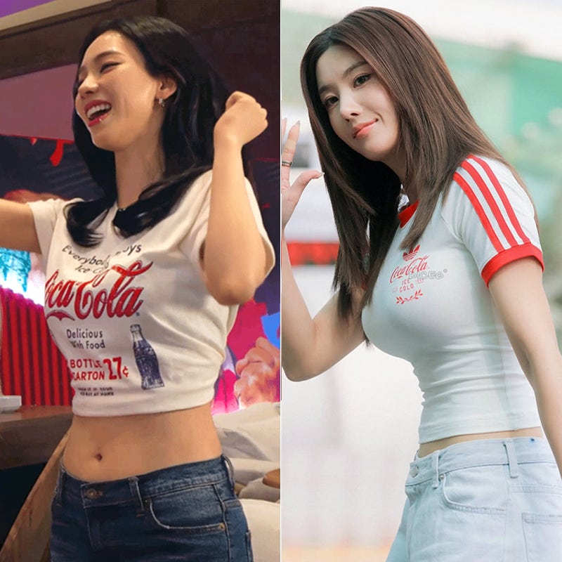 코카콜라 티셔츠 하나로 맞붙은 '카리나 vs 권은비'