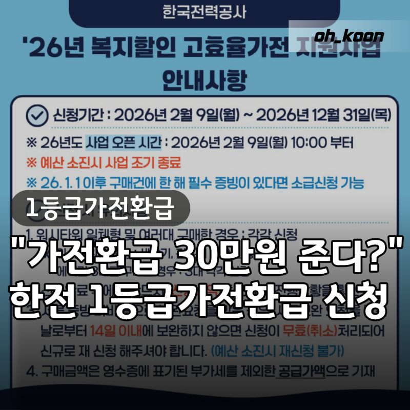 1등급가전환급 "전 국민 10% 다 주는 게 아니라고?" 2026년 한전 소상공인 대상 조회 및 신청방....