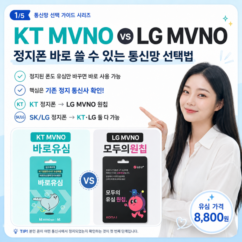 KT MVNO vs LGMVNO 정지폰 바로 쓸수있는 통신망 선택및 개통 방법
