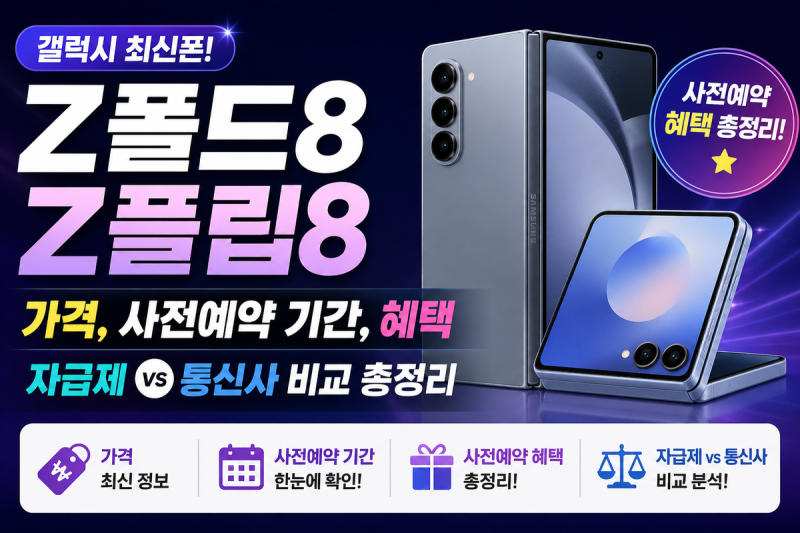 갤럭시 Z폴드8 Z플립8 가격, 사전예약 기간 혜택 및 자급제 통신사 비교 총정리