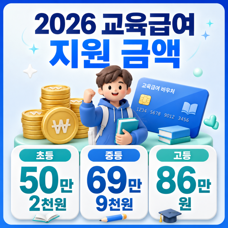 2026 교육급여 지원금, 초등·중등·고등학생 얼마씩 받나요?
