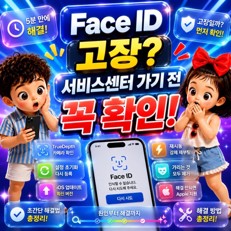아이폰 페이스아이디(Face ID)안됨 해결방법 총정리! 얼굴인식 안될 때 원인부터 고장 확인까....